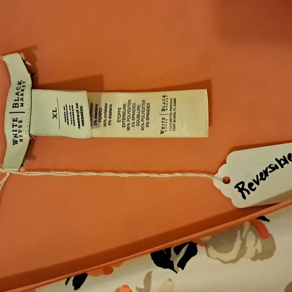 White House Black Market Reversible Floral/Orange Sleeveless Top XL Worn twice. - Picture 2 of 13